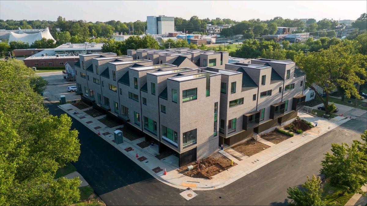 Aerial view of an infill residential project in Northwest Arkansas
